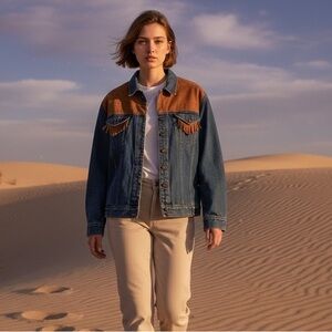 Crazy Horse Blue and Brown Jean Jacket